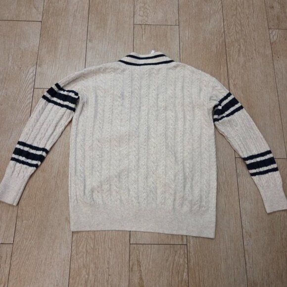 Victoria's Secret PINK Collegiate Cable Knit Oversized Cardigan- Natural Heather - Picture 7 of 7